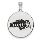 Sterling Silver Rhodium-plated LogoArt North Dakota State University Extra Large Enameled Disc Pendant