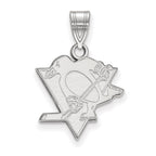 Sterling Silver Rhodium-plated NHL LogoArt Pittsburgh Penguins Medium Pendant