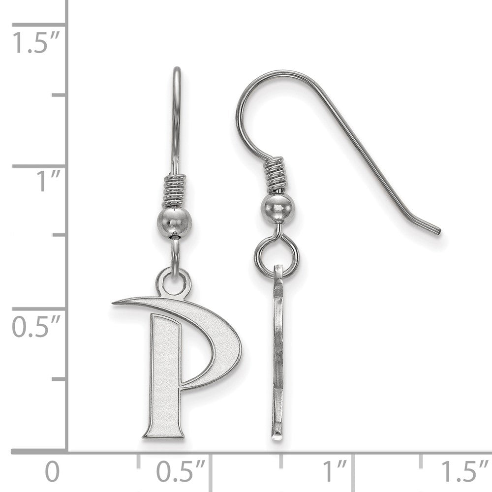 Sterling Silver Rhodium-plated LogoArt Pepperdine University Letter P Small Dangle Wire Earrings