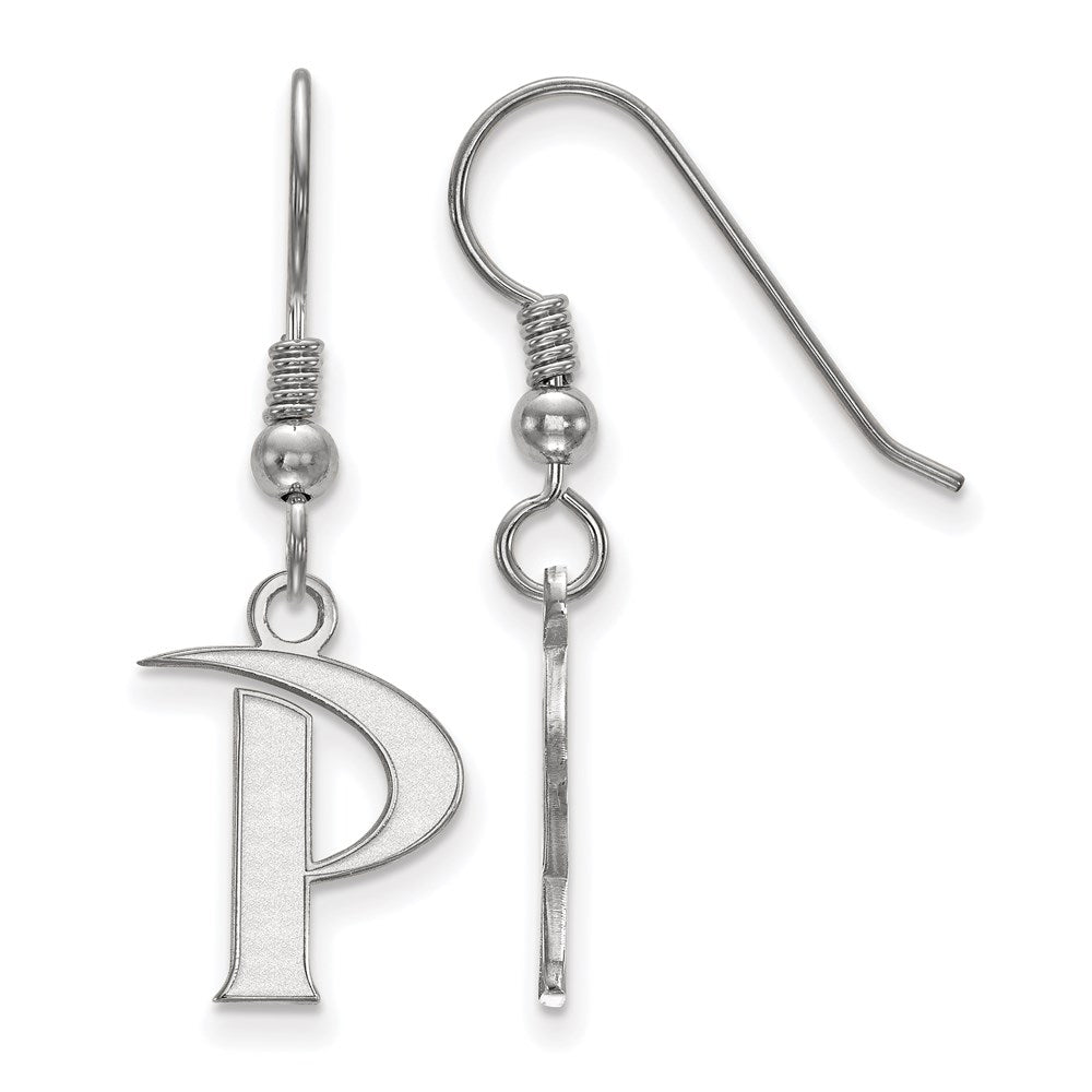 Sterling Silver Rhodium-plated LogoArt Pepperdine University Letter P Small Dangle Wire Earrings
