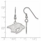 Sterling Silver Rhodium-plated NHL LogoArt Nashville Predators Small Dangle Earrings