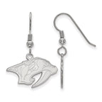 Sterling Silver Rhodium-plated NHL LogoArt Nashville Predators Small Dangle Earrings