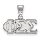 Sterling Silver Rhodium-plated LogoArt Phi Sigma Sigma Sorority Greek Letters Medium Pendant