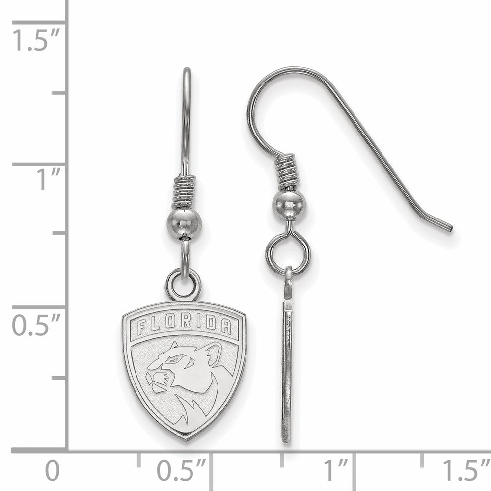 Sterling Silver Rhodium-plated NHL LogoArt Florida Panthers Small Dangle Wire Earrings