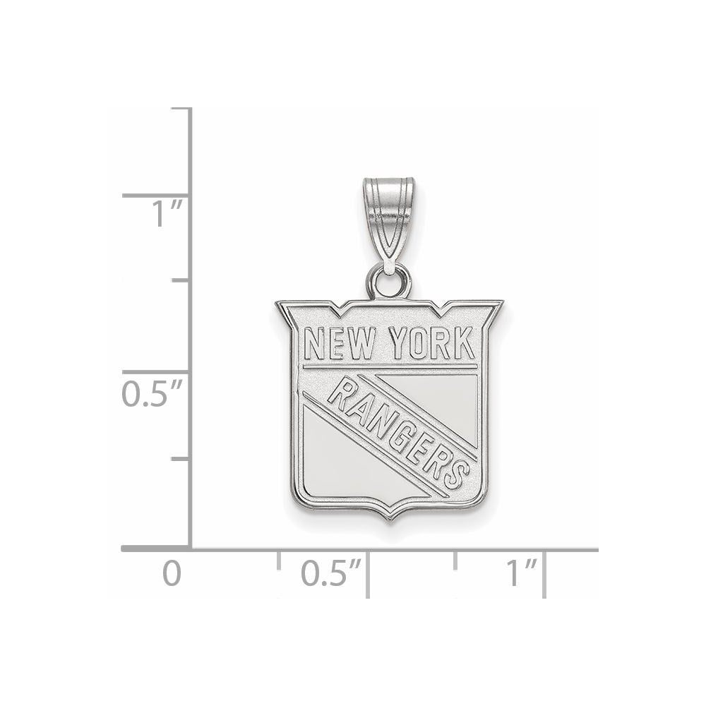 14k White Gold NHL LogoArt New York Rangers Medium Pendant