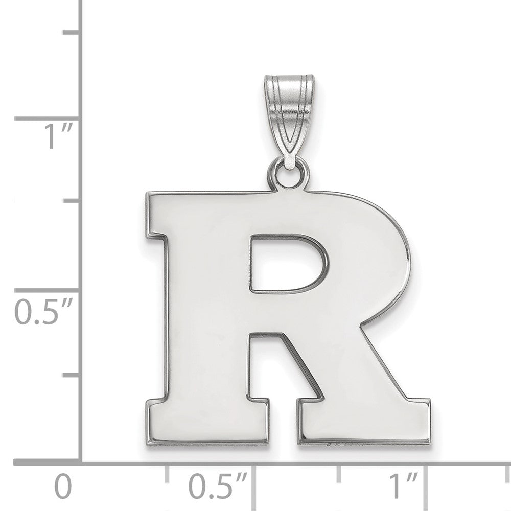 Sterling Silver Rhodium-plated LogoArt Rutgers University Letter R Large Pendant