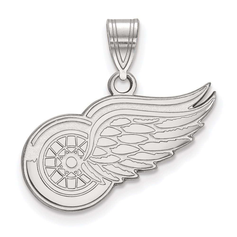 Sterling Silver Rhodium-plated NHL LogoArt Detroit Red Wings Medium Pendant