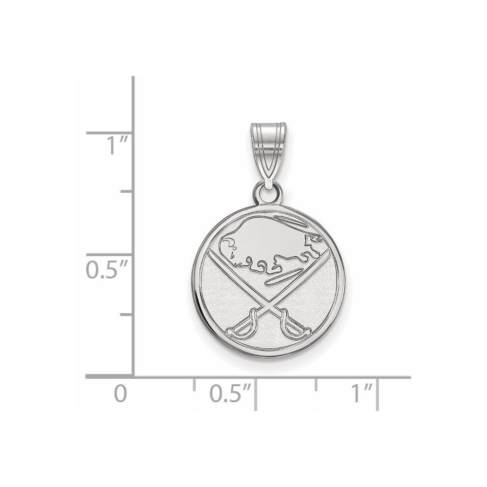 Sterling Silver Rhodium-plated NHL LogoArt Buffalo Sabres Medium Pendant