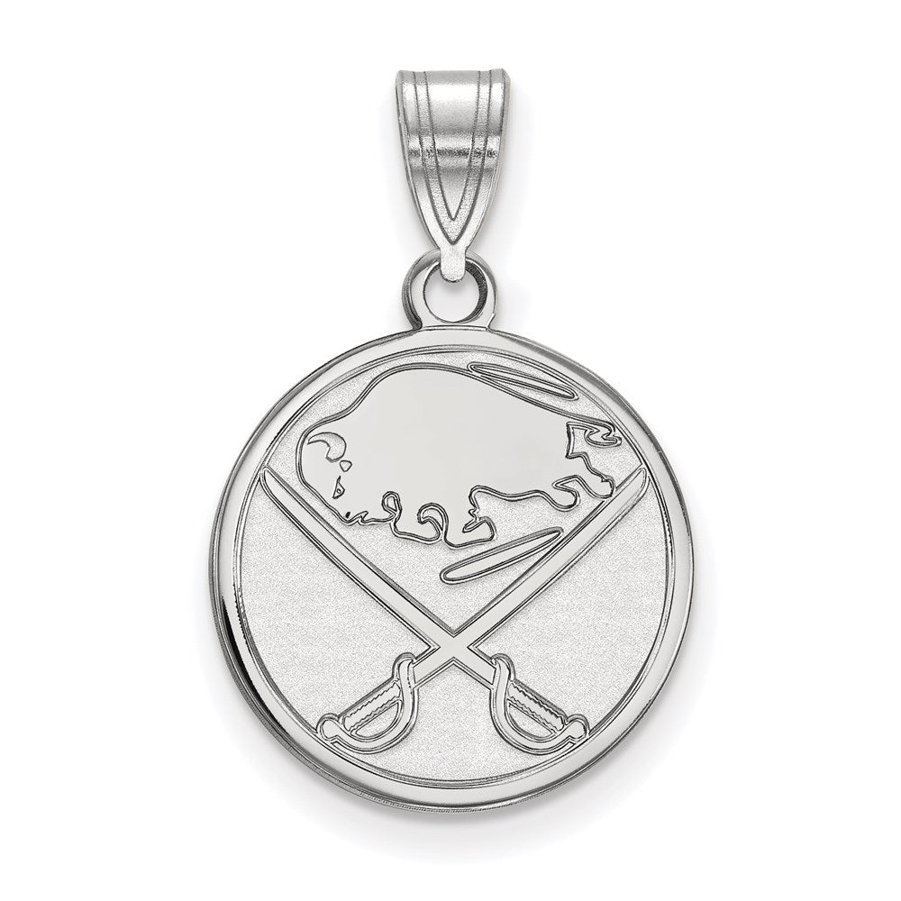 Sterling Silver Rhodium-plated NHL LogoArt Buffalo Sabres Medium Pendant