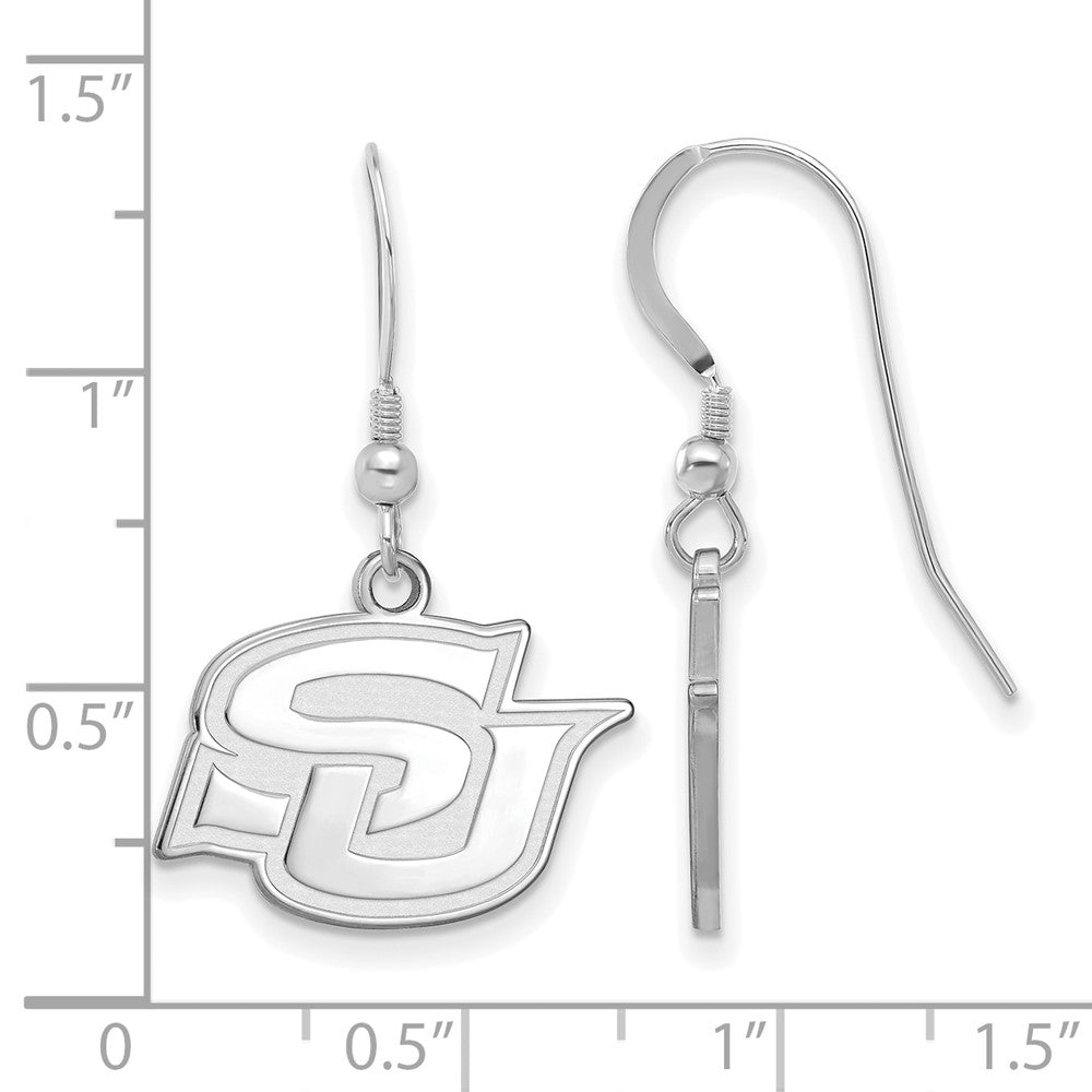 Sterling Silver Rhodium-plated LogoArt Southern University Jaguars Small Dangle Wire Earrings