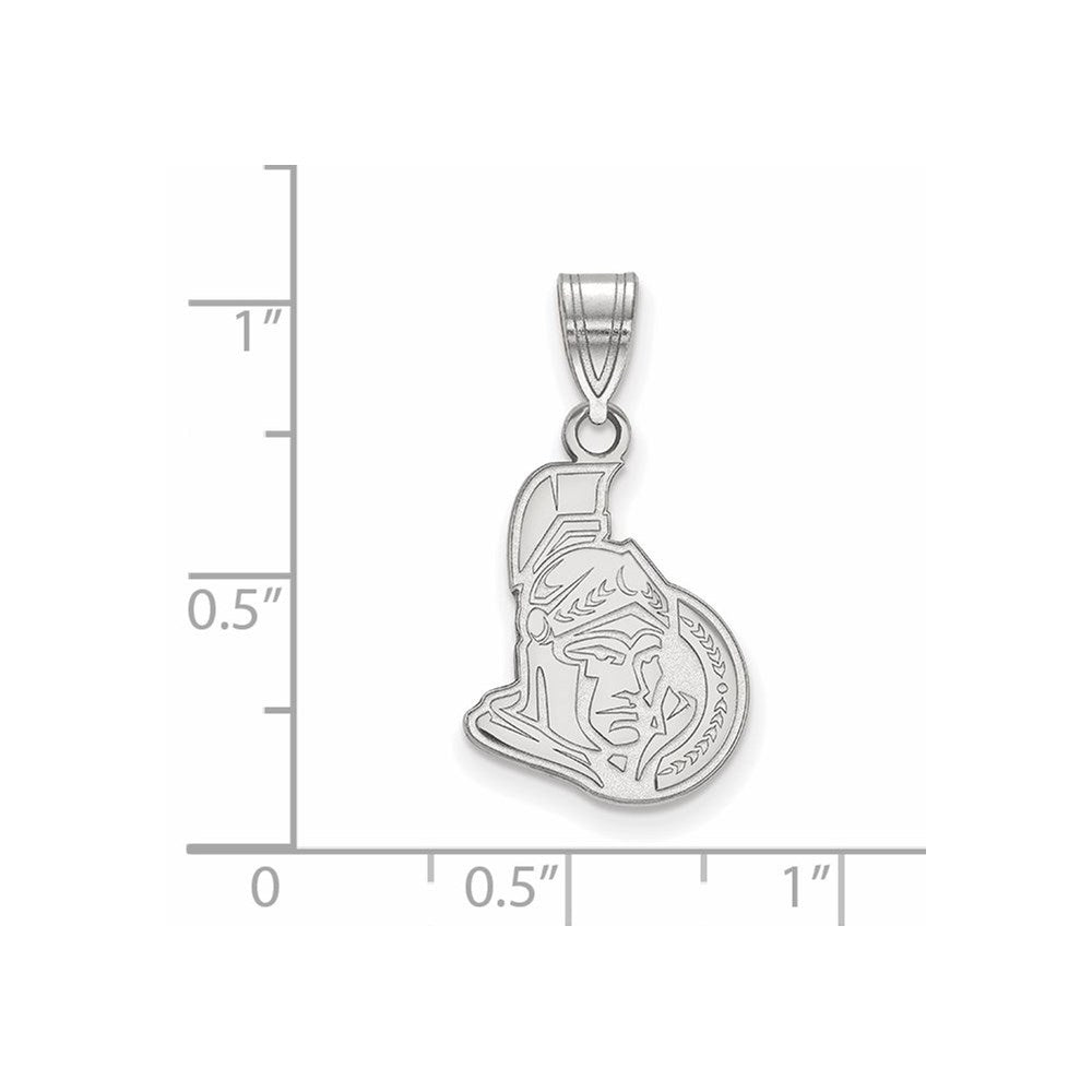 Sterling Silver Rhodium-plated NHL LogoArt Ottawa Senators Medium Pendant