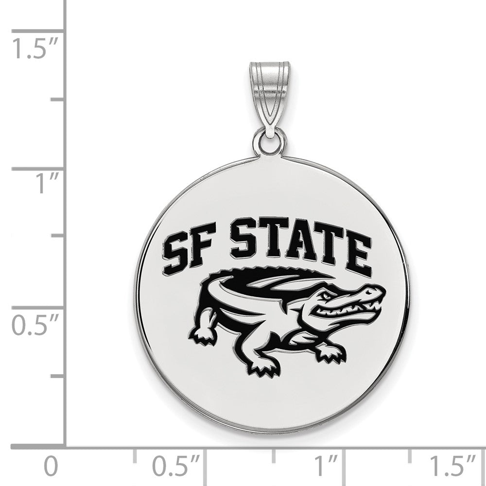 Sterling Silver Rhodium-plated LogoArt San Francisco State University Extra Large Enameled Disc Pendant