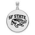 Sterling Silver Rhodium-plated LogoArt San Francisco State University Extra Large Enameled Disc Pendant