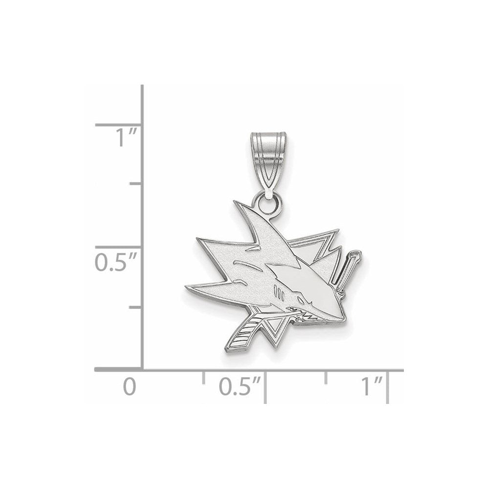 Sterling Silver Rhodium-plated NHL LogoArt San Jose Sharks Medium Pendant