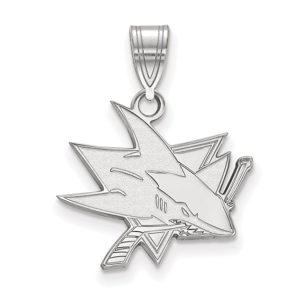 Sterling Silver Rhodium-plated NHL LogoArt San Jose Sharks Medium Pendant