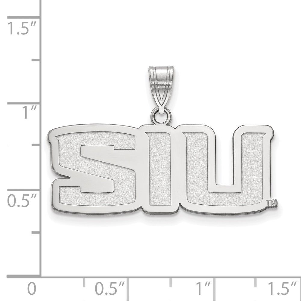 Sterling Silver Rhodium-plated LogoArt Southern Illinois University S-I-U Medium Pendant