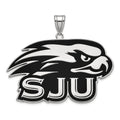 Sterling Silver Rhodium-plated LogoArt St Joseph's University Hawks Extra Large Enameled Pendant