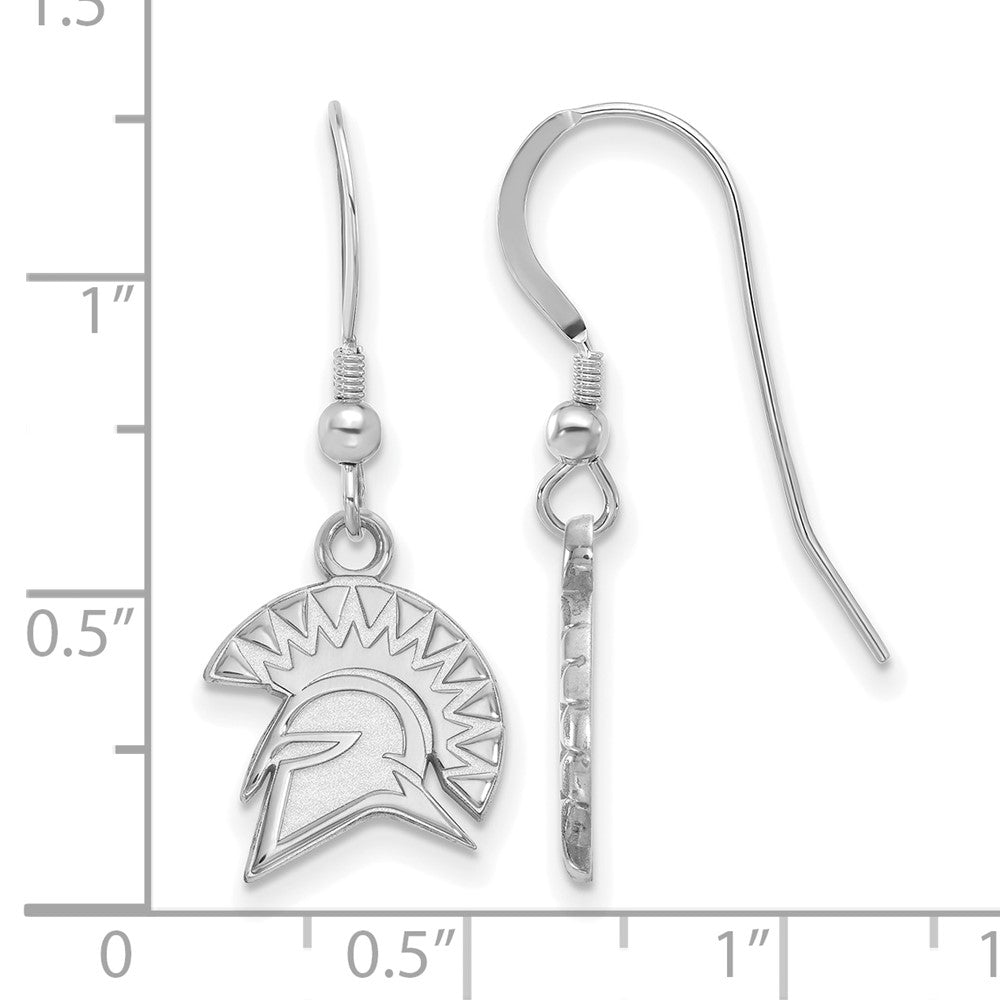 Sterling Silver Rhodium-plated LogoArt San Jose State University Spartan Small Dangle Wire Earrings