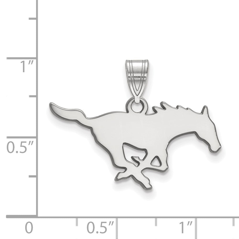 10k White Gold LogoArt Southern Methodist University Mustang Medium Pendant