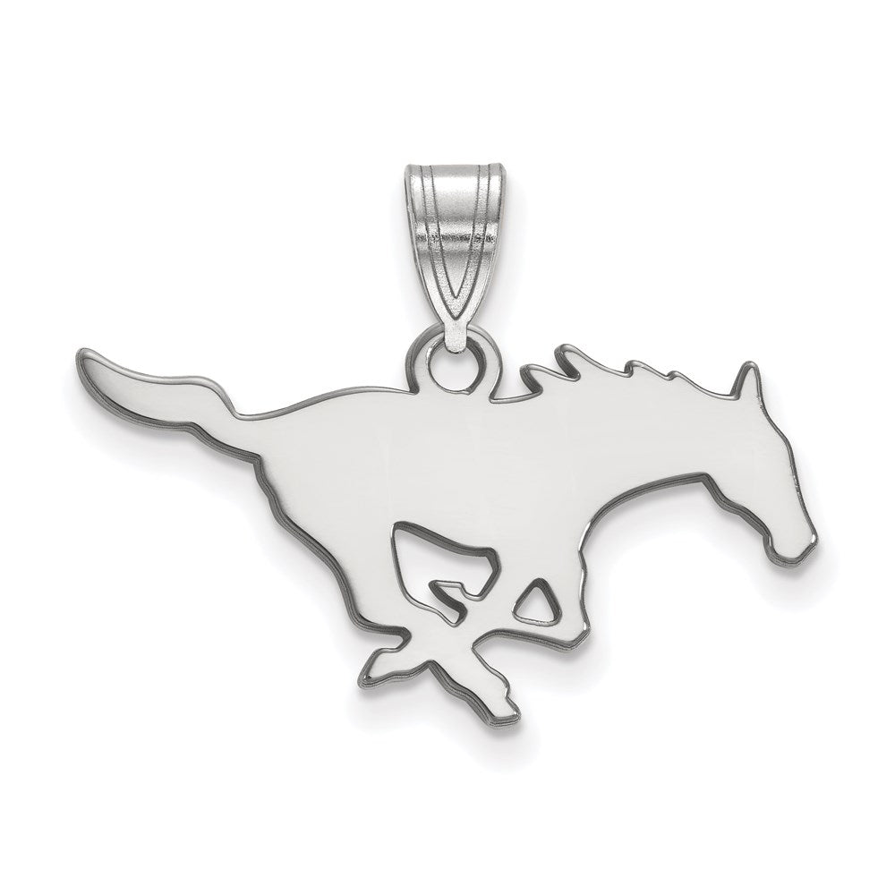 14k White Gold LogoArt Southern Methodist University Mustang Medium Pendant