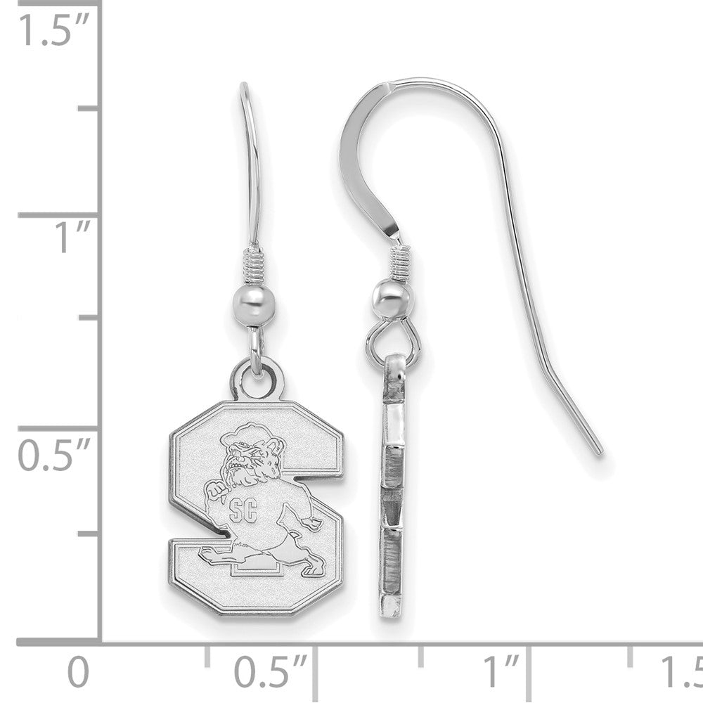 Sterling Silver Rhodium-plated LogoArt South Carolina State University Small Dangle Wire Earrings