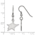 Sterling Silver Rhodium-plated NHL LogoArt Dallas Stars Small Wire Dangle Earrings