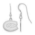 Sterling Silver Rhodium-plated LogoArt St. Cloud State University Small Dangle Wire Earrings