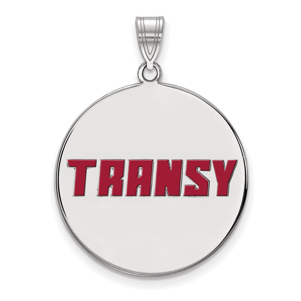 Sterling Silver Rhodium-plated LogoArt Transylvania University Extra Large Enameled Disc Pendant