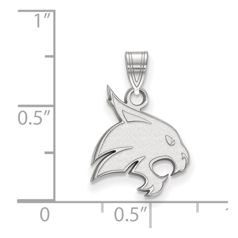 Sterling Silver Rhodium-plated LogoArt Texas State University Bobcat Medium Pendant
