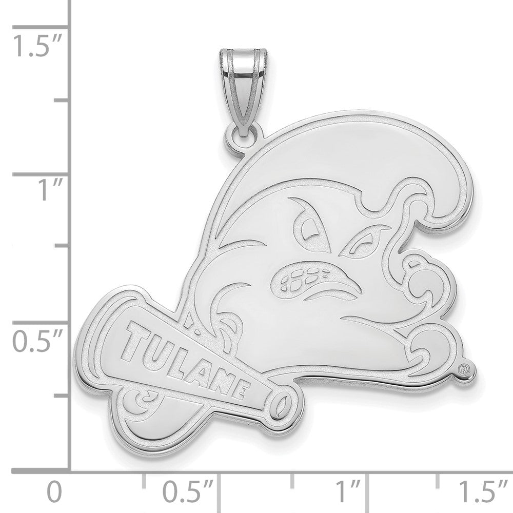 Sterling Silver Rhodium-plated LogoArt Tulane University Extra Large Pendant