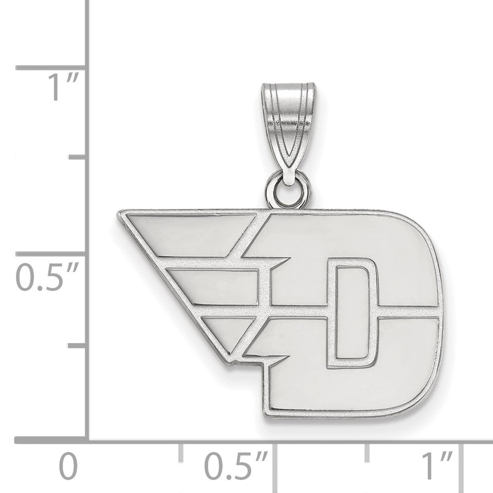Sterling Silver Rhodium-plated LogoArt University of Dayton Medium Pendant