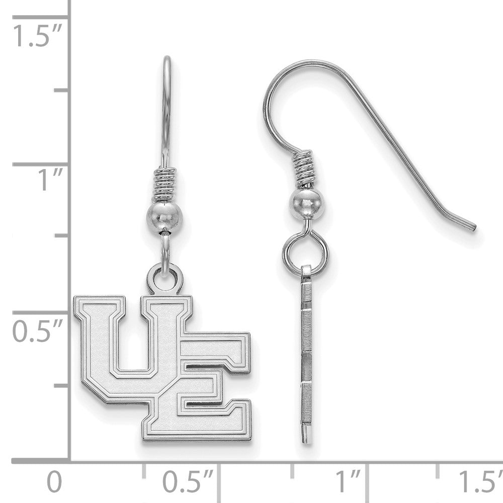 Sterling Silver Rhodium-plated LogoArt University of Evansville Purple Aces Small Dangle Wire Earrings