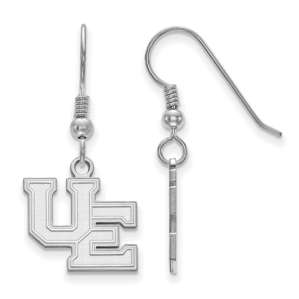Sterling Silver Rhodium-plated LogoArt University of Evansville Purple Aces Small Dangle Wire Earrings