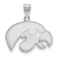 Sterling Silver Rhodium-plated LogoArt University of Iowa Hawk Medium Pendant
