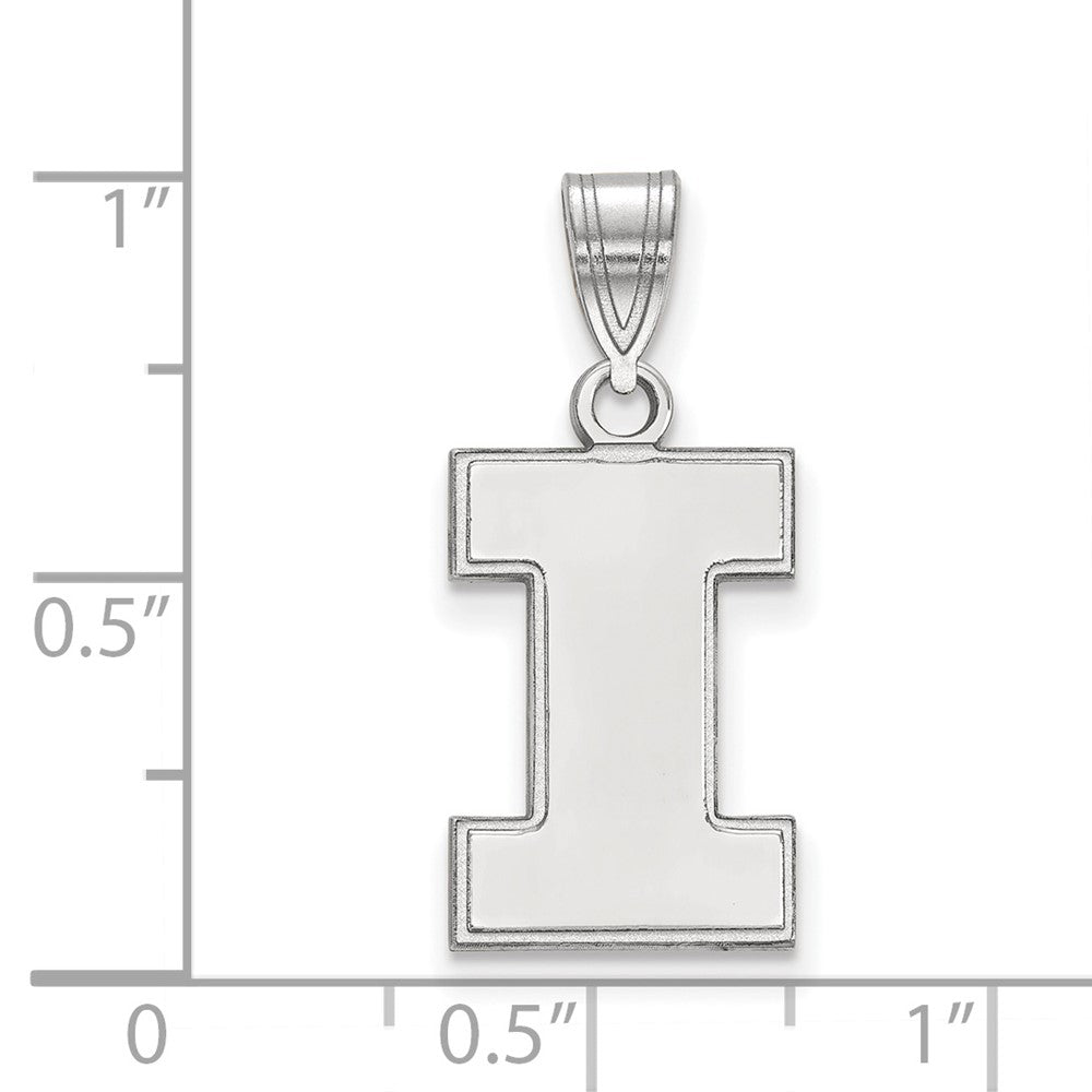 Sterling Silver Rhodium-plated LogoArt University of Illinois Letter I Medium Pendant