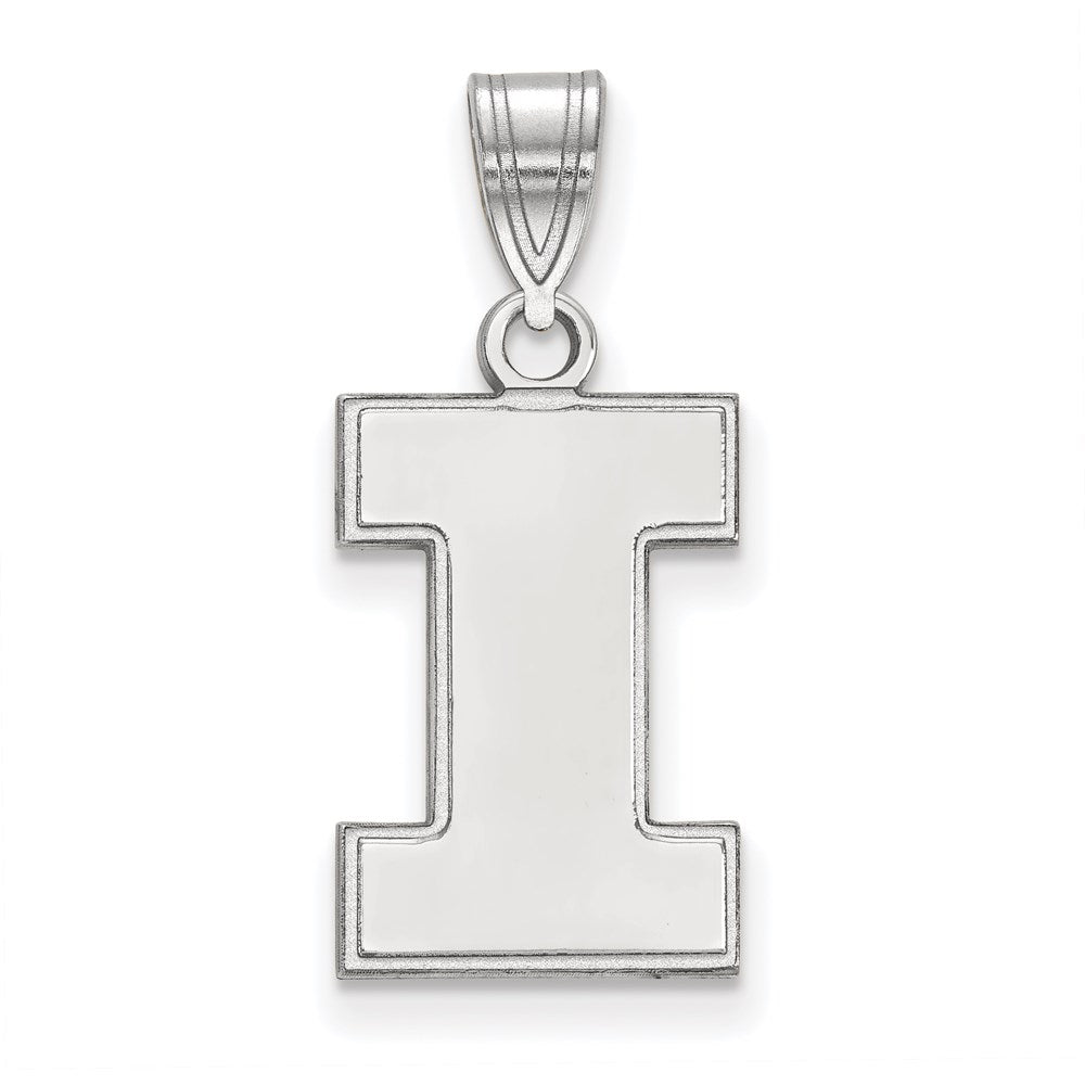 14k White Gold LogoArt University of Illinois Letter I Medium Pendant