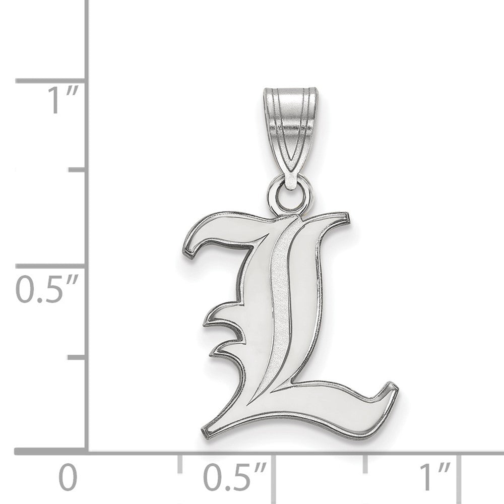 14k White Gold LogoArt University of Louisville Letter L Medium Pendant