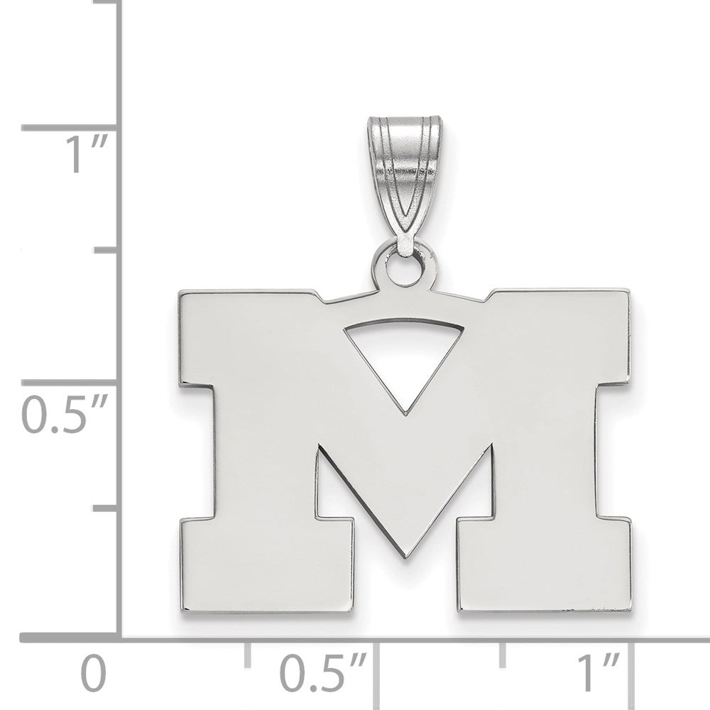 10k White Gold LogoArt University of Michigan Letter M Medium Pendant