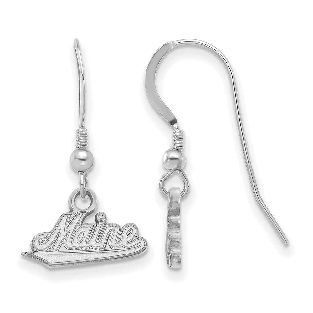 Sterling Silver Rhodium-plated LogoArt University of Maine Small Dangle Wire Earrings