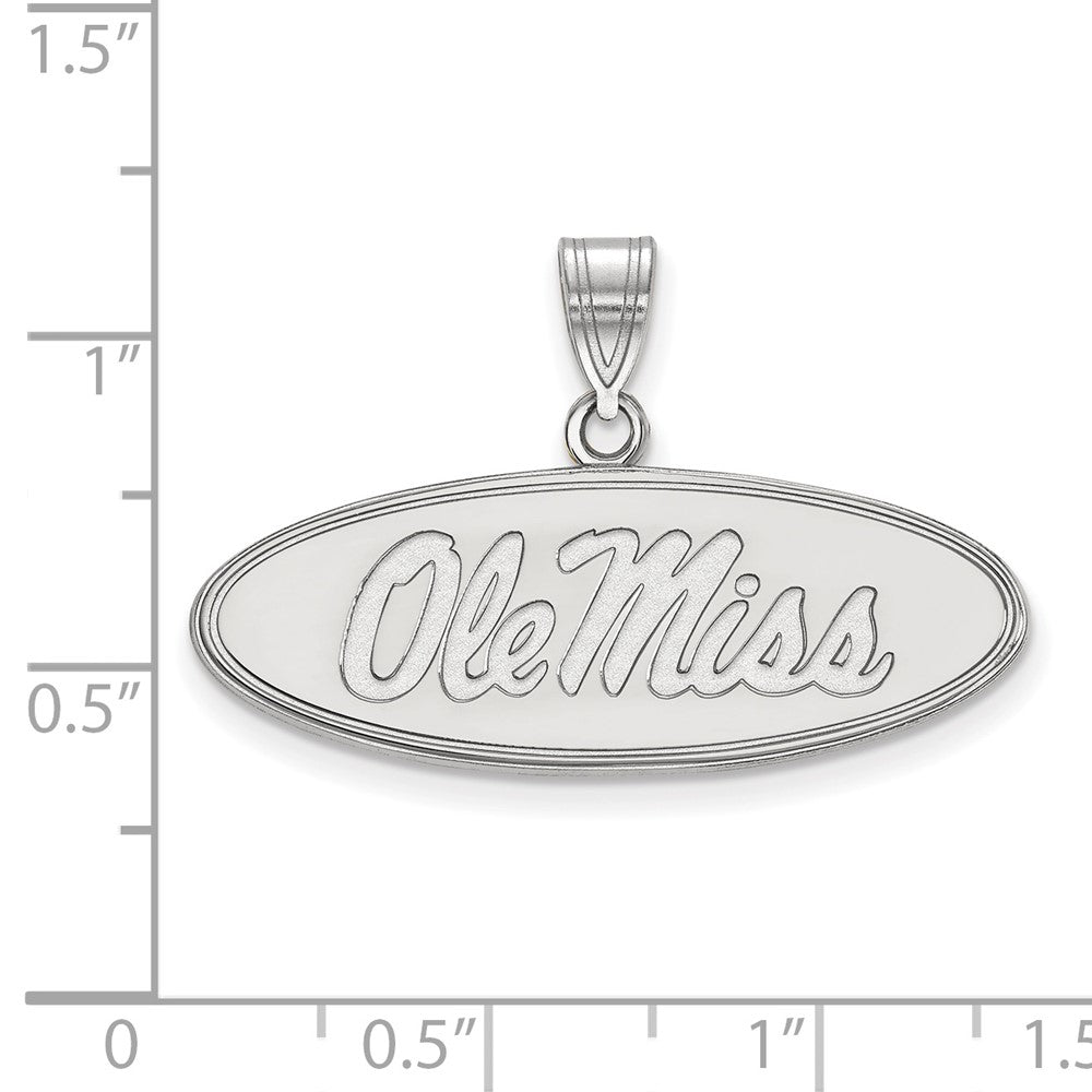 14k White Gold LogoArt University of Mississippi Ole Miss Medium Oval Pendant
