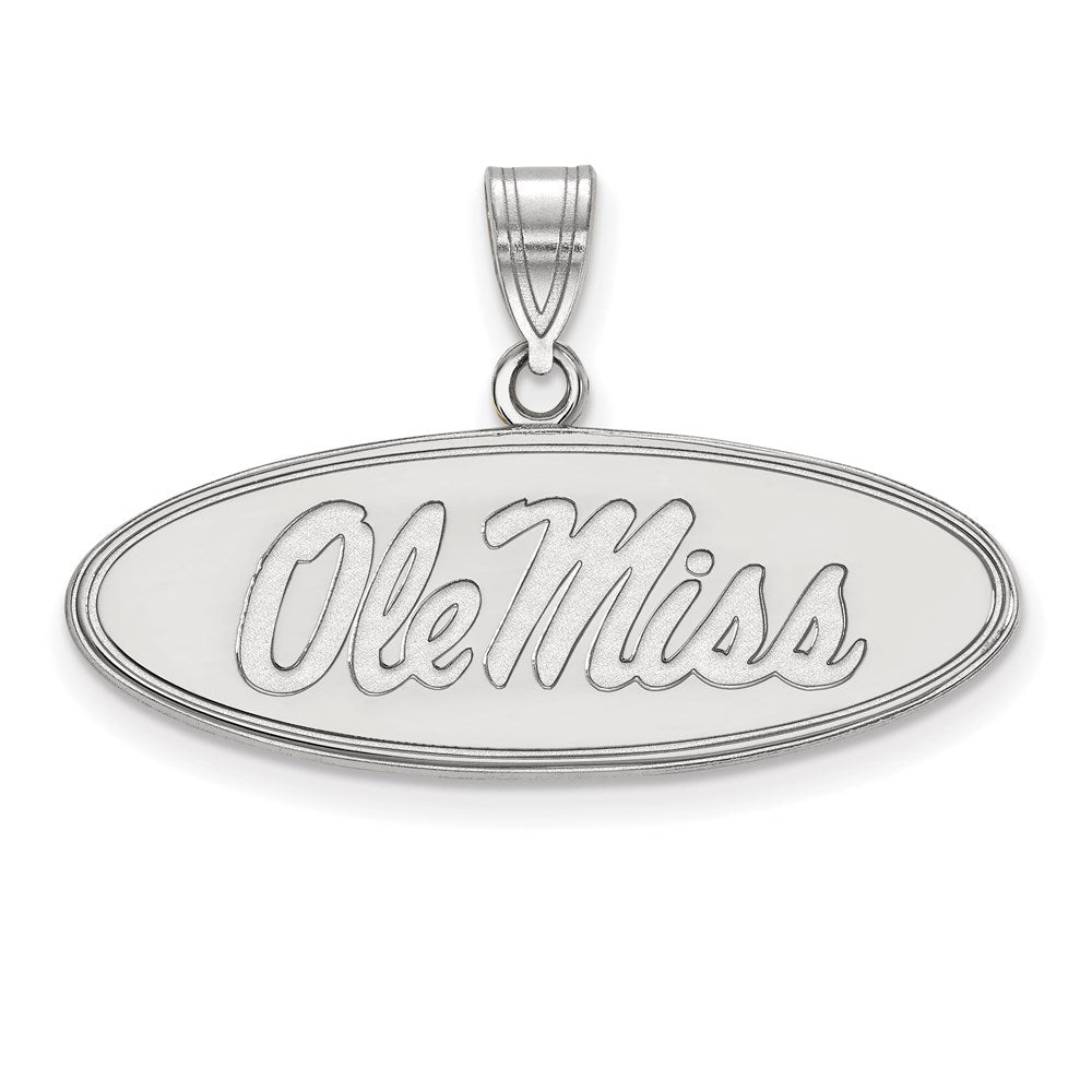10k White Gold LogoArt University of Mississippi Ole Miss Medium Oval Pendant