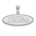 14k White Gold LogoArt University of Mississippi Ole Miss Medium Oval Pendant