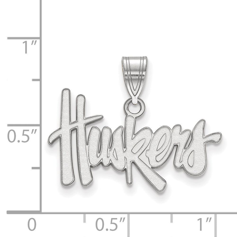Sterling Silver Rhodium-plated LogoArt University of Nebraska Huskers Medium Pendant