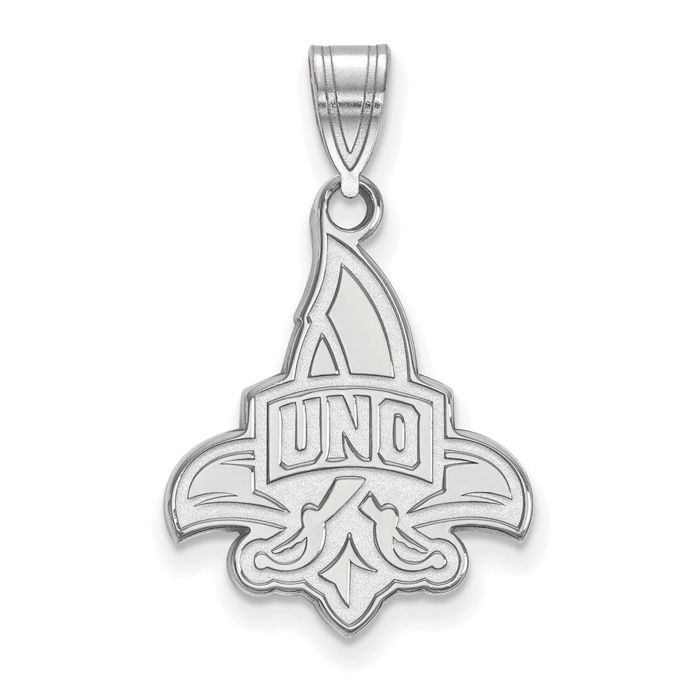14k White Gold LogoArt University of New Orleans U-N-O Large Pendant