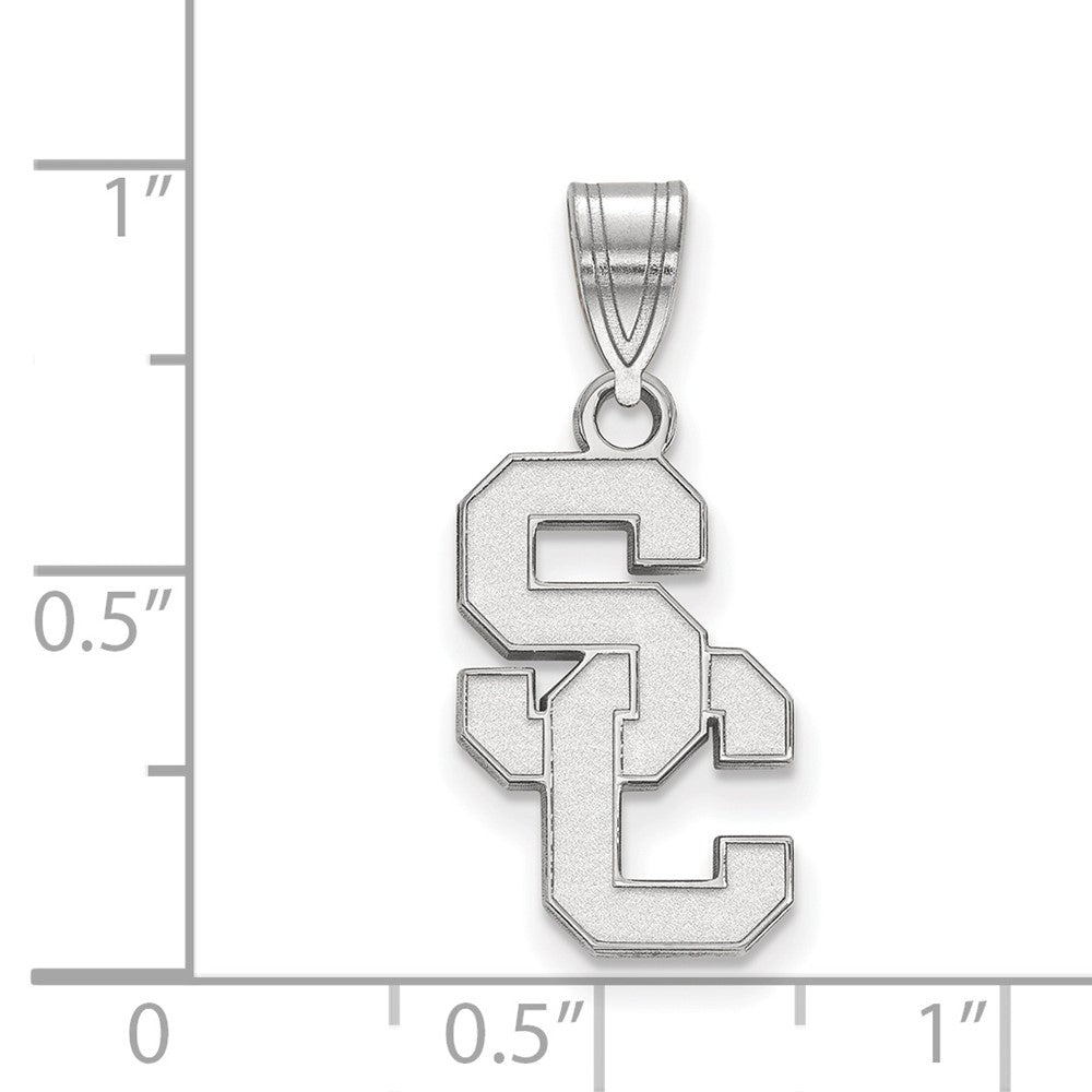 Sterling Silver Rhodium-plated University of Southern California S-C Medium Pendant