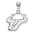Sterling Silver Rhodium-plated LogoArt University of South Florida Bull Medium Pendant