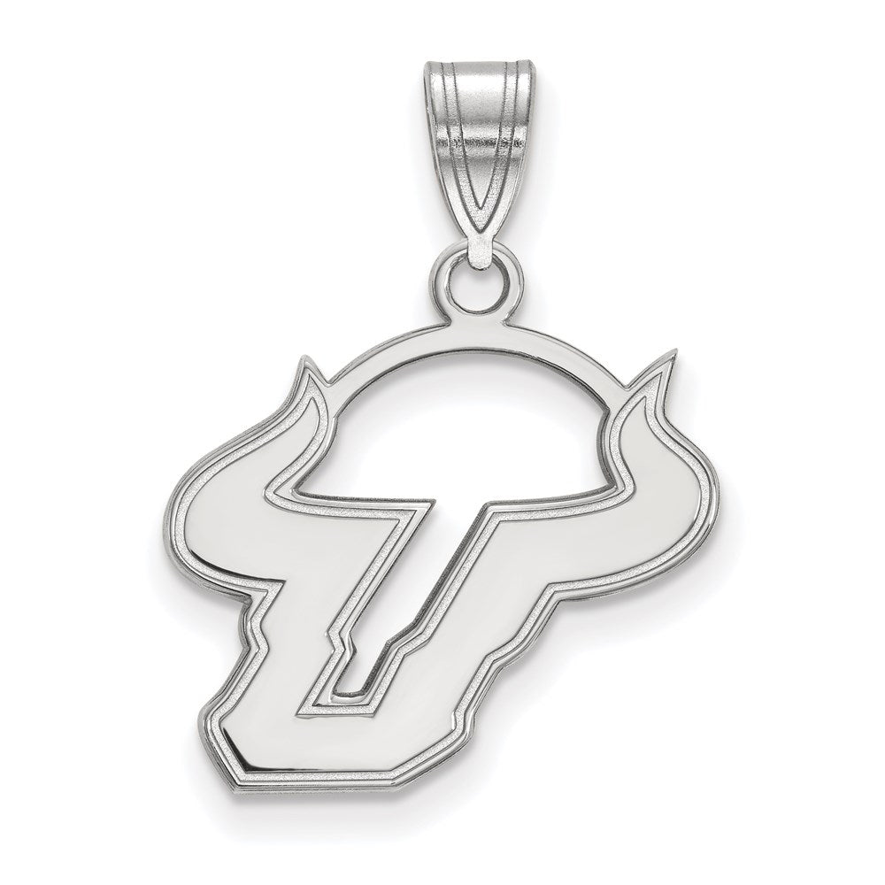 Sterling Silver Rhodium-plated LogoArt University of South Florida Bull Medium Pendant