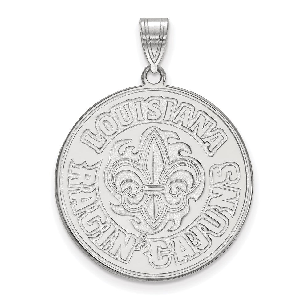 Sterling Silver Rhodium-plated LogoArt University of Louisiana at Lafayette Extra Large Pendant
