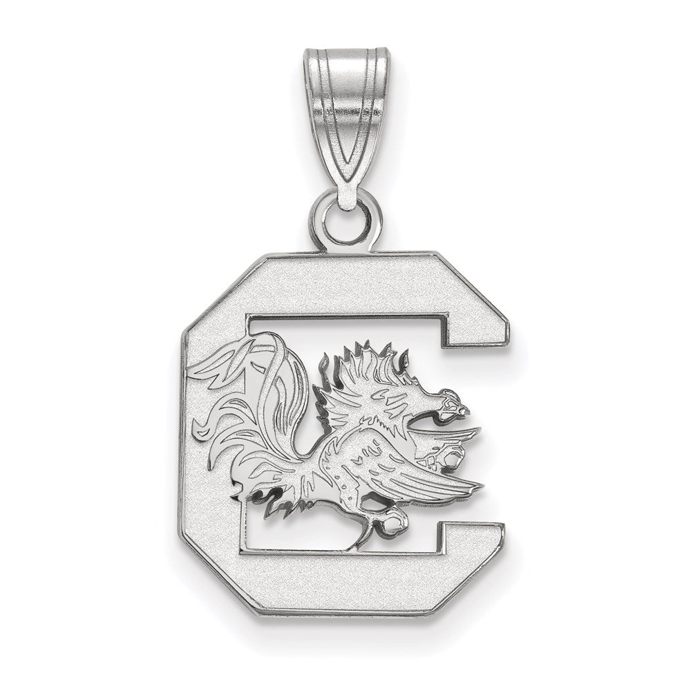 Sterling Silver Rhodium-plated LogoArt University of South Carolina Medium Pendant