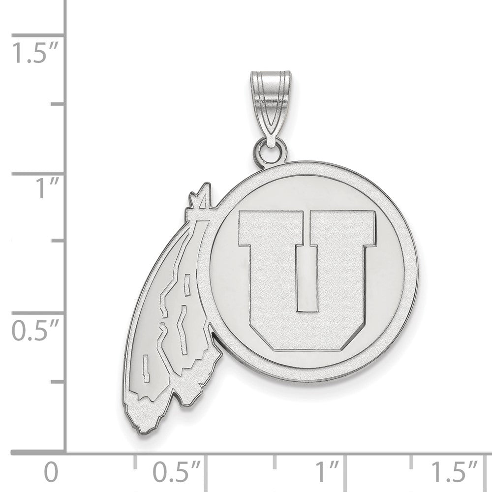 Sterling Silver Rhodium-plated LogoArt University of Utah Extra Large Pendant